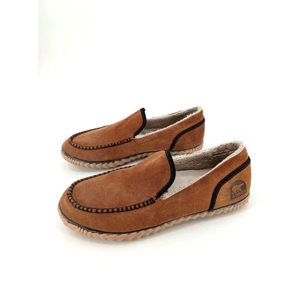 Sorel Falcon Ridge II Mens Suede Moccasin Slippers Brown Faux Fur Lined 10